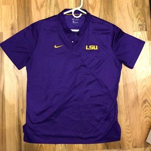 LSU Nike Dri-Fit razor collar polo.